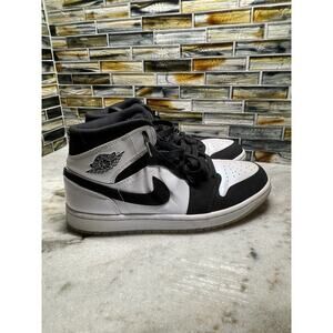 Air Jordan Sneakers Shoes 1 Mid SE Diamond White Black DH6933-100 Size 8